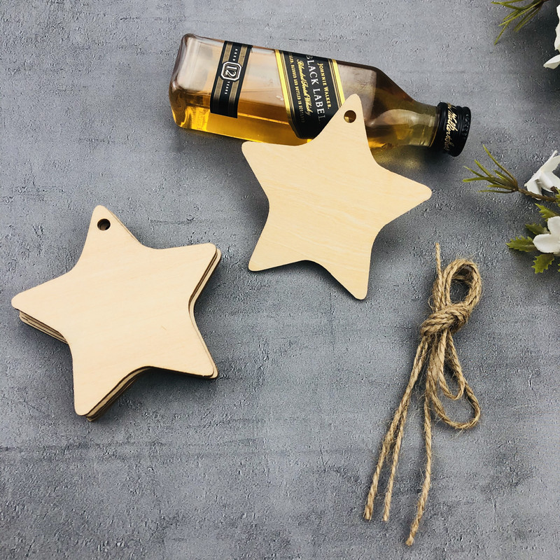 50 pieces] custom small wooden sign lettering LOGO five-pointed star wooden tag small label listing handwritten wish wishing card