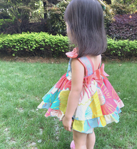 Meat Ball Spain Rainbow Princess Dress Girl Child Birthday Palace Summer Gift