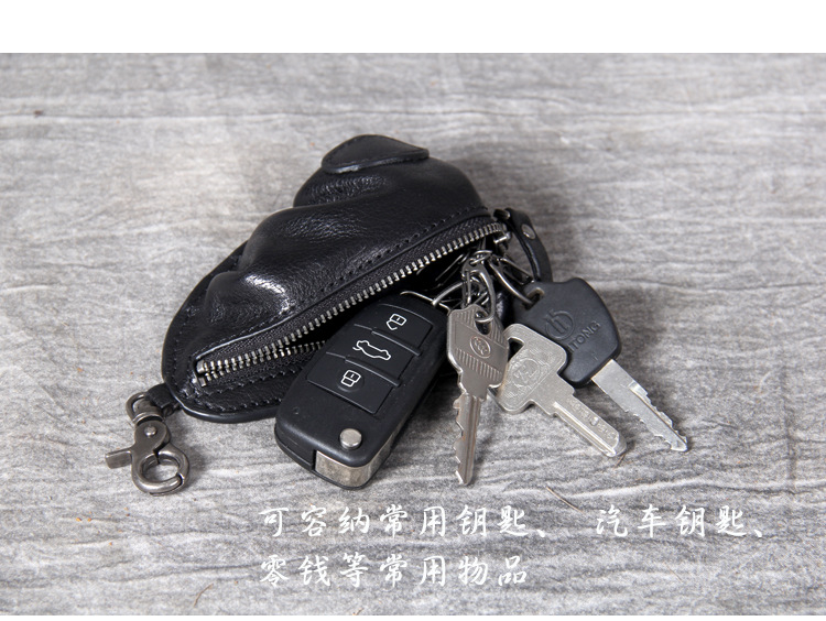 Nhập khẩu thực vật rám nắng lớp trên cùng khóa túi da cá tính retro thủ công da đầu máy móc khóa túi tiền xu nhỏ - Trường hợp chính ví nam da thật