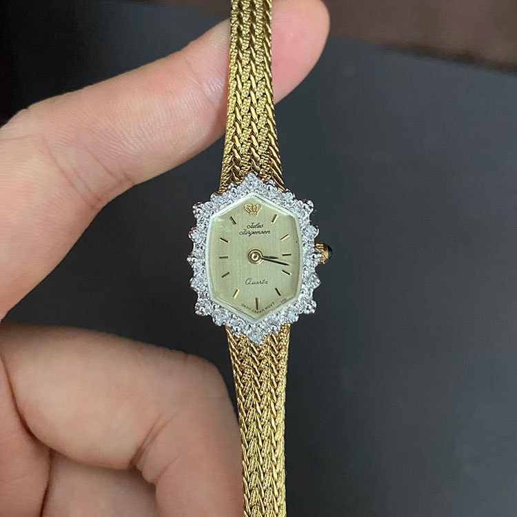 Jules Jurgensen Vintage Women's Bracelet with Diamond and Irregular-Shaped Dial