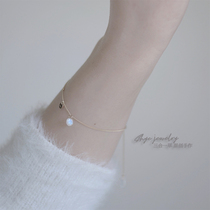June birthday stone gift strong light Moonstone 14K gold injection very fine simple cold wind ins niche temperament bracelet