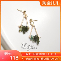 Three-in-one grass 2021 new trendy women simple fashion retro tourmaline crystal tassel earrings temperament earrings earrings