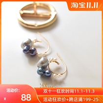 Pearl Wispers-three-in-one grass original Avenue sense 14K gold bag fresh water baroque Pearl earrings