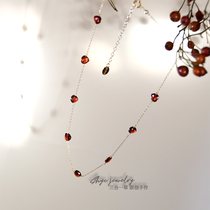 January birthday gift natural garnet American 14K gold injection elegant love original niche necklace choker