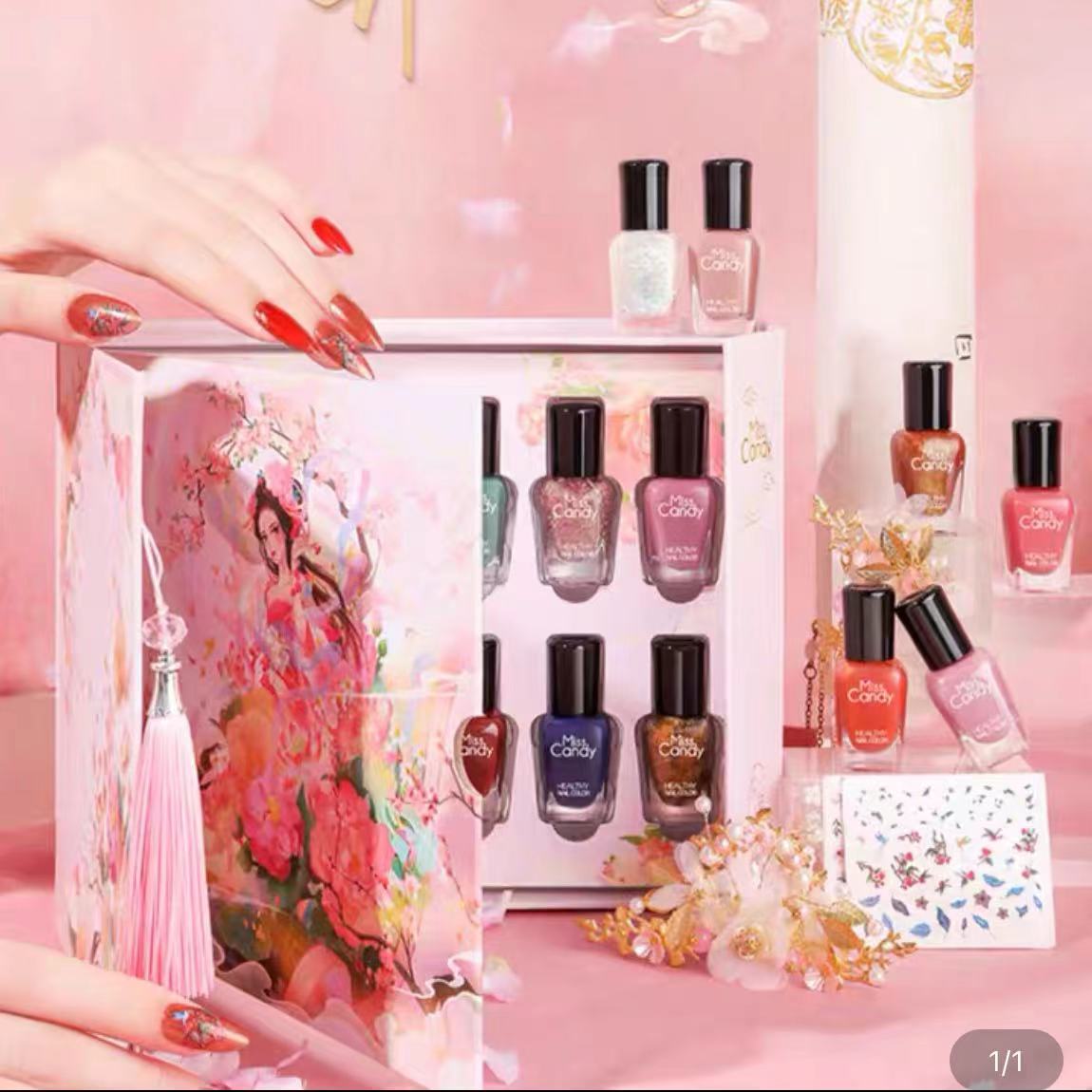 misscandy net red water-based tearable nail polish flower god gift box 7ml 12 colors