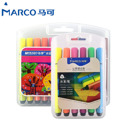 Marco watercolor pen 12 color 24 color 36 color children's triangle rough rod water color watercolor brush painting students graffiti pen