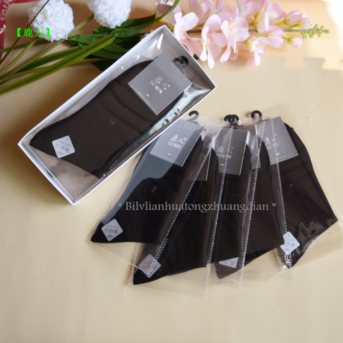 6 đôi vớ hươu nam bằng sợi tre nam cotton mỏng vớ đen ống kinh doanh vớ thường mùa hè tất trắng