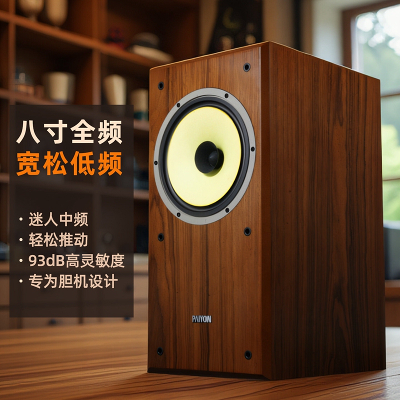 Paiyon P-F8 Bookshelf Speakers 8inch Hifi Full-Range Speakers Audiophile High-Fidelity Vocal Sound
