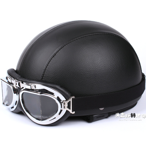 Taiwan Evo Chen Qizhen Motorcycle Helmet Leather Helmet Black Harley Electric Motorcycle Helmet Men and Women Summer and Winter All-Season Helmet
