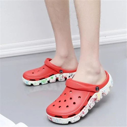 Летние спортивные тапочки в стиле Crocs, пляжная обувь, повседневная обувь, нескользящие босоножки, для влюбленных, большой размер