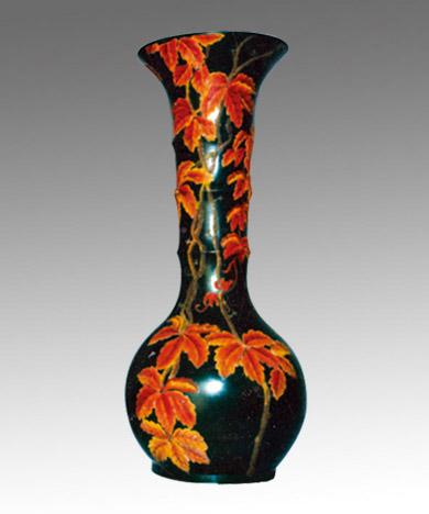 Pottery Ornament Hebei Specialty Products-Handan Black Pottery-Handcrafts-Longshan Culture-Red Leaf Flask
