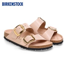 BIRKENSTOCK Cork Slippers New Product Bus Button Women's Double Strap Slippers Arizona Series