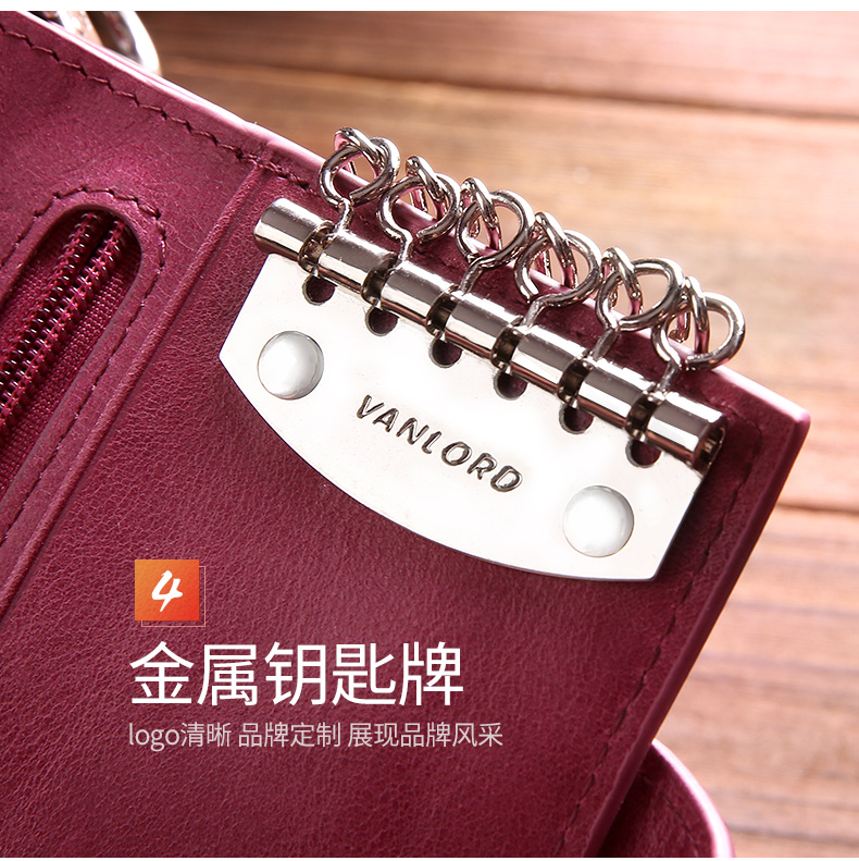Túi xách nữ dây kéo da hàng đầu lớp da thắt lưng treo retro nữ mini ví tươi đa chức năng - Trường hợp chính ví móc khóa đẹp