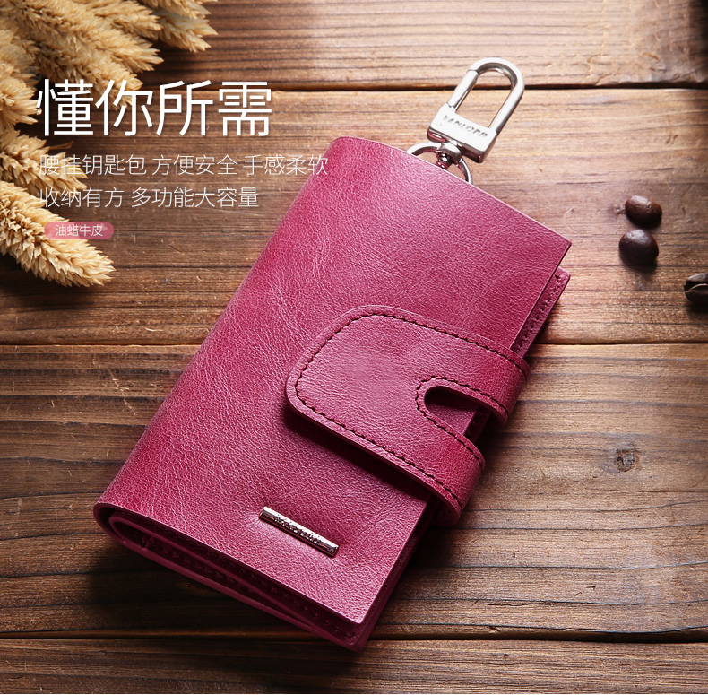 Túi xách nữ dây kéo da hàng đầu lớp da thắt lưng treo retro nữ mini ví tươi đa chức năng - Trường hợp chính ví móc khóa đẹp