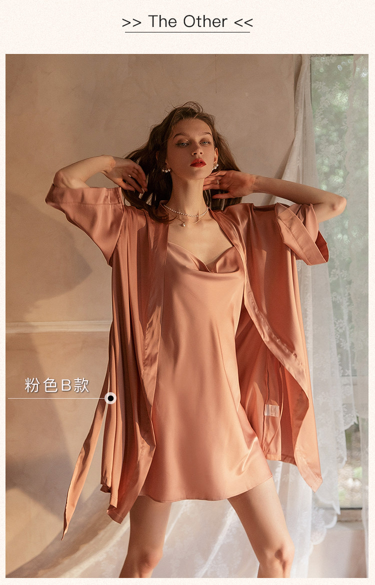 今夕何夕性感睡衣女两件套春秋季吊带睡裙2022年新款真丝套装纯欲详情63