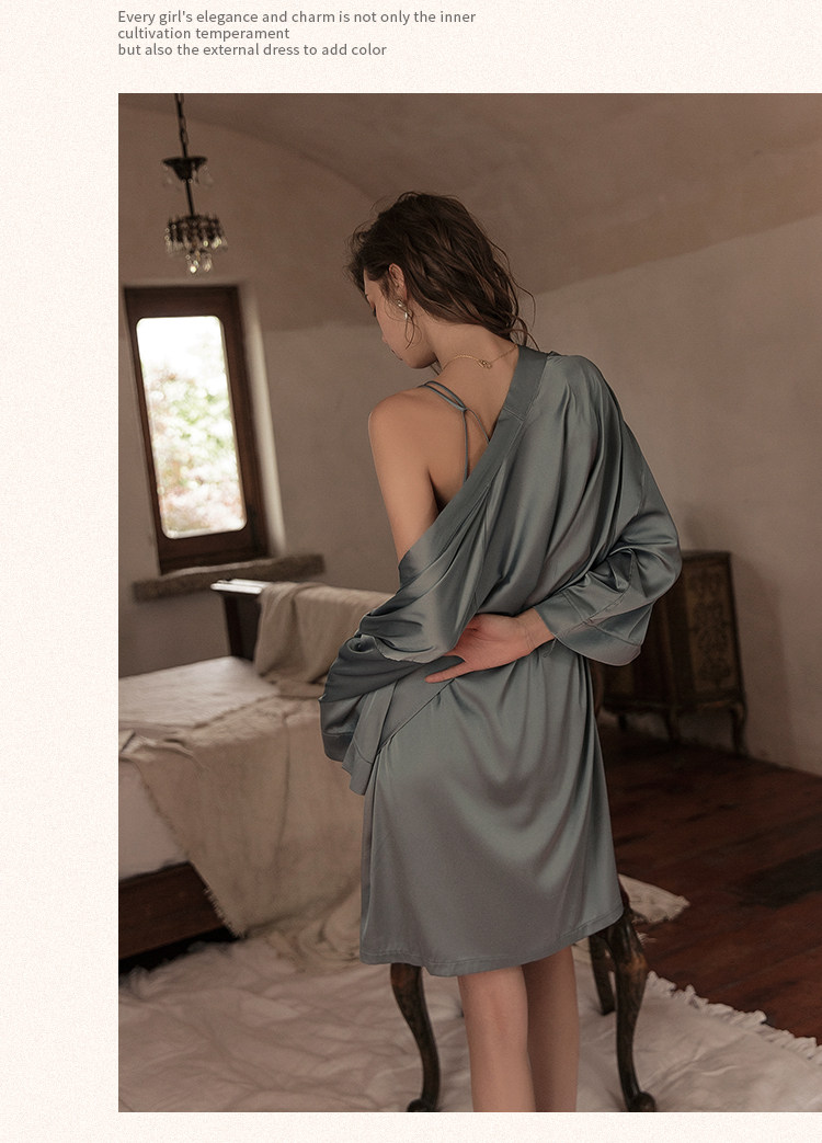 今夕何夕性感睡衣女两件套春秋季吊带睡裙2022年新款真丝套装纯欲详情77