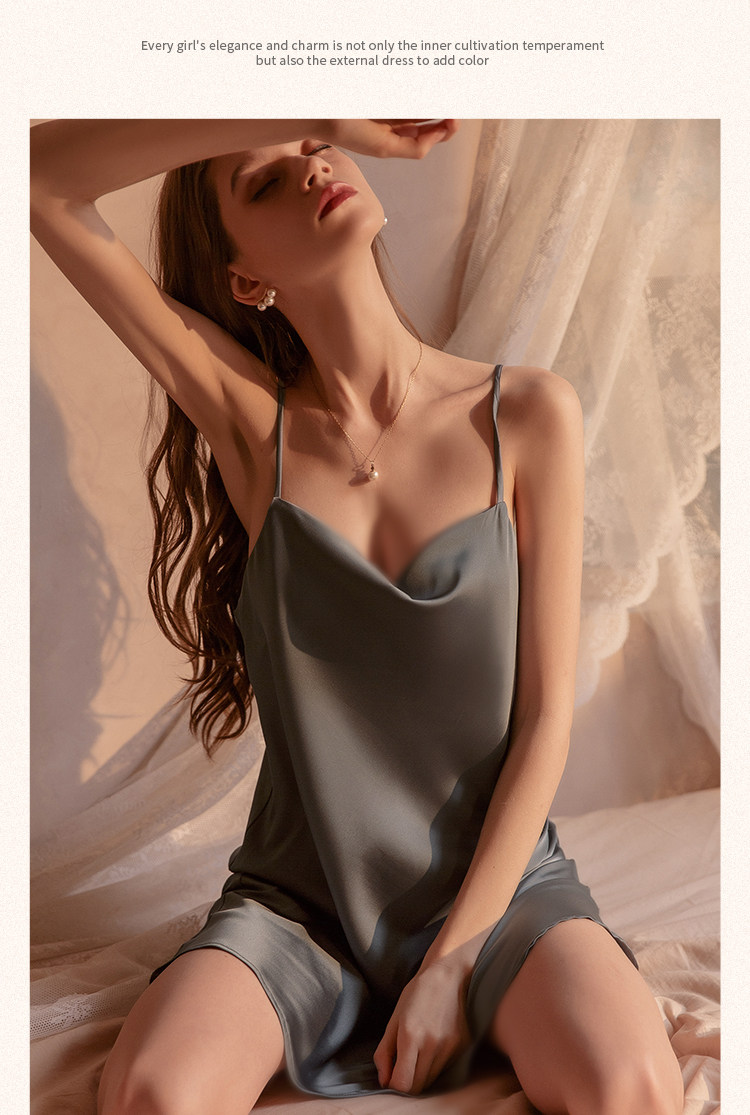 今夕何夕性感睡衣女两件套春秋季吊带睡裙2022年新款真丝套装纯欲详情24