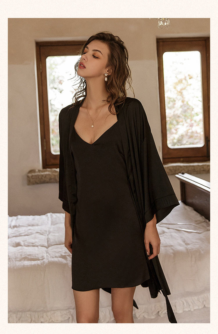 今夕何夕性感睡衣女两件套春秋季吊带睡裙2022年新款真丝套装纯欲详情45