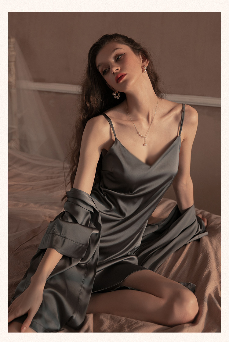 今夕何夕性感睡衣女两件套春秋季吊带睡裙2022年新款真丝套装纯欲详情14