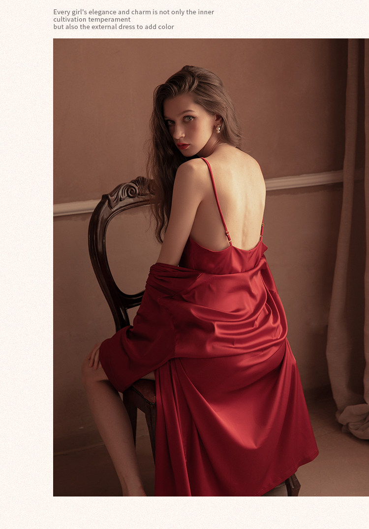 今夕何夕性感睡衣女两件套春秋季吊带睡裙2022年新款真丝套装纯欲详情36