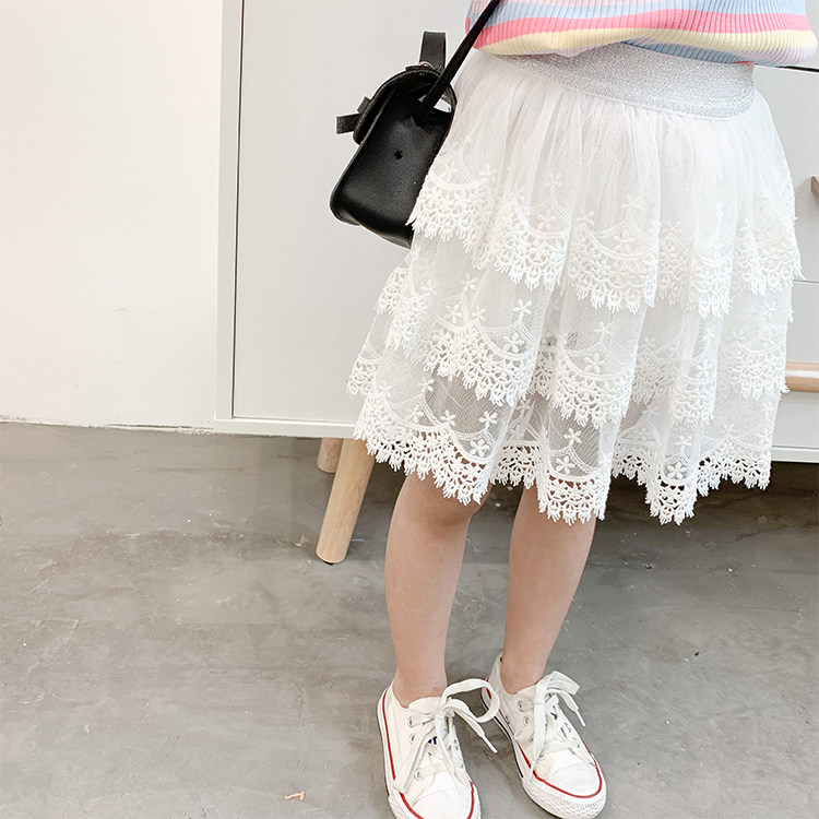 Girl Half Body Dress 2022 Spring Dress New Lace Cake Short Skirt Princess Dress Fluffy Skirt White Woman Baby Yarn Dress