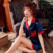 Silk new Korean spring home ice suit summer thin short-sleeved summer womens silk Japanese version of the dress s2021 year sleep