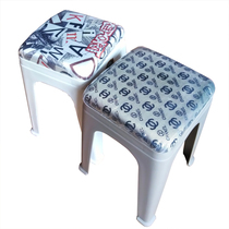 Plastic stool fashion creative living room sPlastic spare plastic spare high round bench folding soft table bench adult dining chair