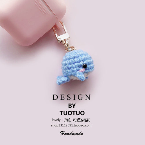 airpods headphone Protective Sheath Pendant Cute Cute Little Whale Weave Finished Hand Crochet stitch Stitch Ornament Key Clasp