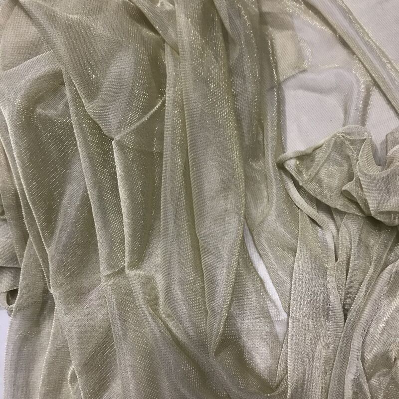 Glitter Beige Mesh Stretch Fabric
