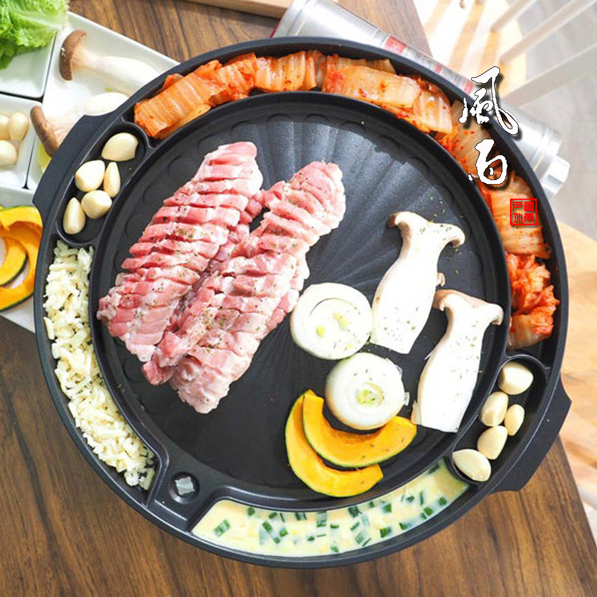 Korean original Kitchen Art Ultra Large Grilled Fried Eggs No to pan Mighty Frying Pan Han Style Grilled Meat Pan Grill Pan