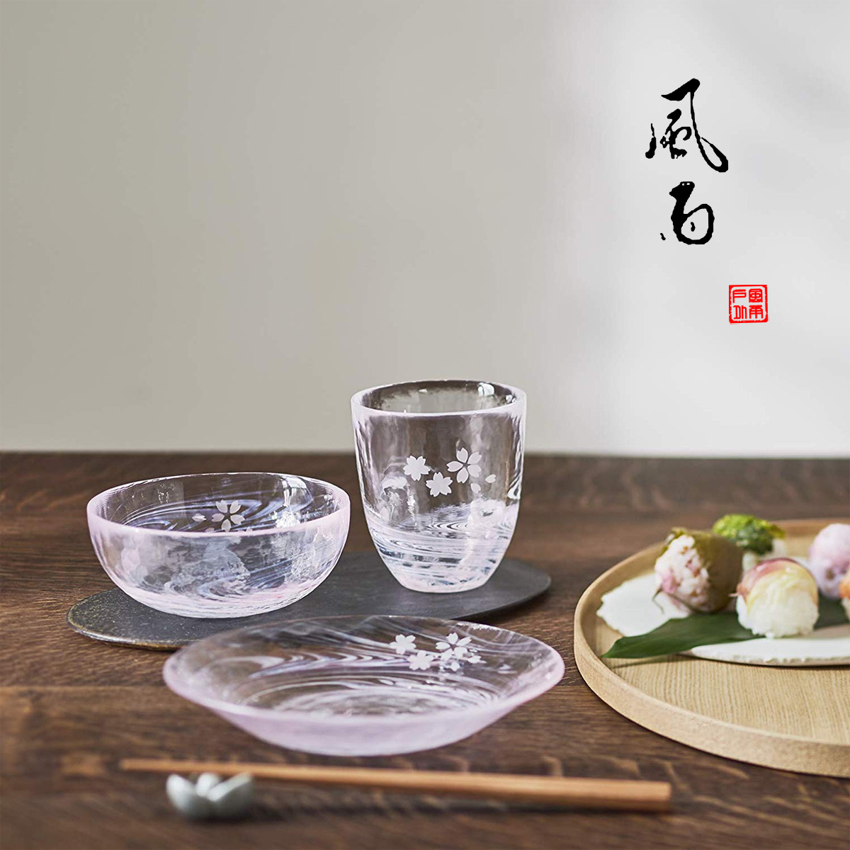 Japan Original ADERIA Tsu Light Cherry Blossom Flow Series Water Glass Transparent Glass Juice Cups Drink Cup Dish Bowl