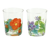 Japanese origin セ ラ ミ ッ ク Blue mid flower transparent glass beer mug 2-piece set