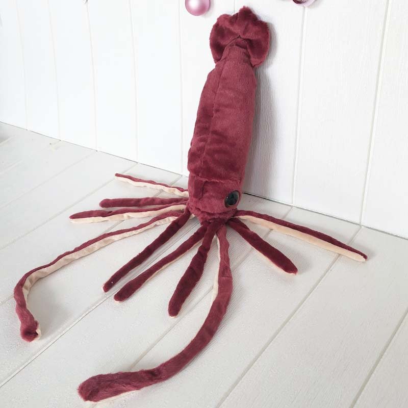 [Creative Simulated Wine Red Squid Plush Toy] Cute Marine Animal Plush Toy Creative Gift Doll Ornament