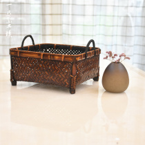 Tea Duct Containing Basket Bamboo woven basket Desktop containing bamboo basket imitation ancient making old retro living room tea table