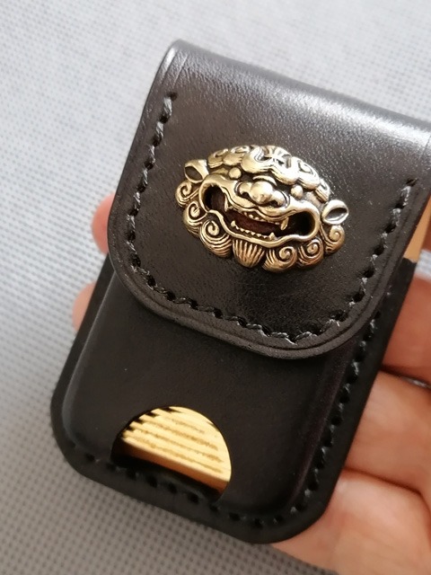 Langsheng L2 steel tone lighter cowhide sleeve hanging waist suction buckle high-end custom-made suitable for Dupont Dufan leather protective sleeve