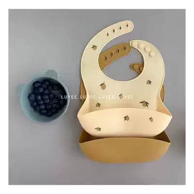 Spot) Danish konges slojd baby baby non-staple food silicone bib waterproof lemon Cherry