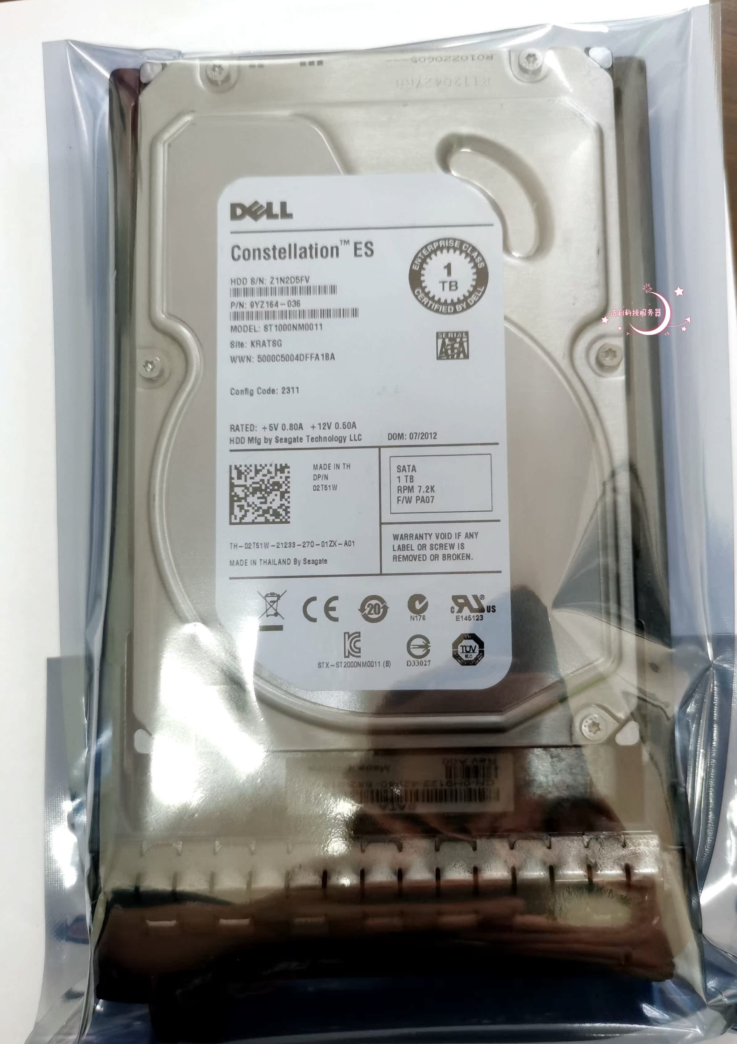 Original dress DELL 1T 7 2K 3 5 SATA 64M 02T51W ST1000NM0011 server harddisc