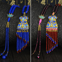 Natural garnet Lapis lazuli color blue ore Cloisonne clothes gold beads high-grade sweater chain spike necklace