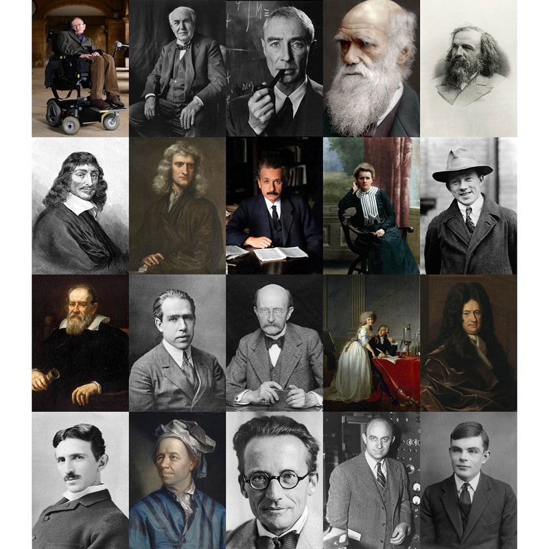 Scientist Collection Poster: World Famous Physicists and Mathematicians Decorative Painting, Non-Fading