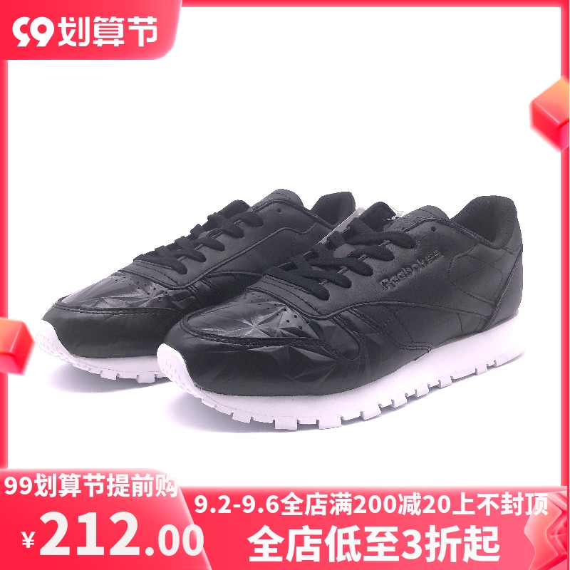 Cool City Rui Running REEBOK Women's Cushioned Leather Low-Top Retro Lace Up Sports Running Shoes Casual Shoes Black and White