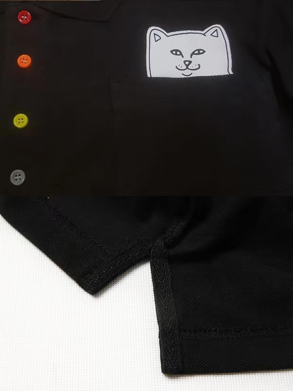 Phiên bản Amoi của áo thun cotton ngắn tay màu vàng mùa hè thêm kích thước lớn nam nhỏ cổ áo nửa tay áo sơ mi nam polo áo mèo