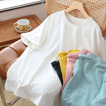 Pure cotton pure color lovers short sleeve undershirt T-shirt white men and women Compassionate Pure Black Half Sleeves Clothes Blouse