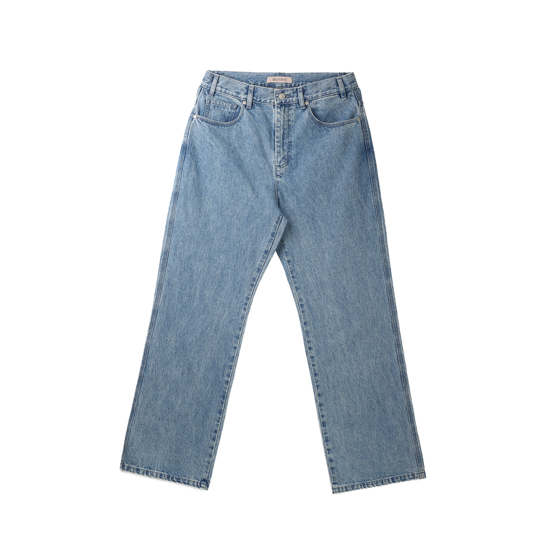 Selfness C*Line Same Source as Nissan Ganshan Kaihara Stone-Washed Blue Plain Straight-Leg Jeans Selfness C*Line Same Source as Nissan Ganshan Kaihara Stone-Washed Blue Plain Straight-Leg Jeans
