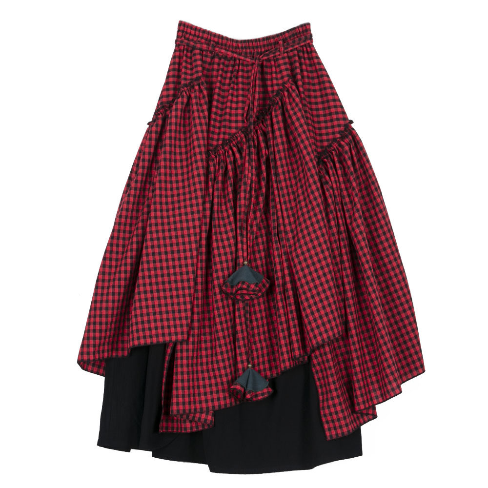 TIYIHAILEY-Women's Plaid Irregular Skirts, Long Maxi, Elastic Waist, Cotton Linen, Chinese Style, S-2XL, Autumn, New 2026