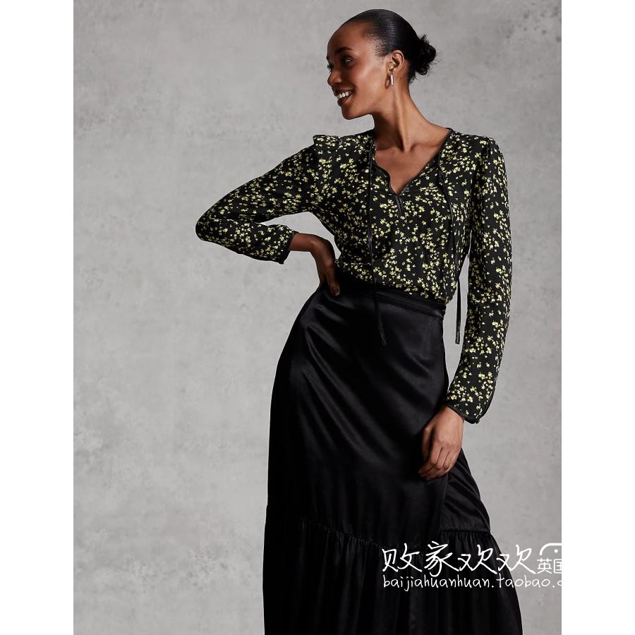 UK 01 03 pint MS women's new turn-collar crushed floras long sleeves 100 hitch shirt