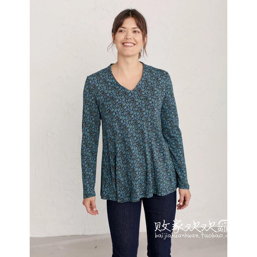 UK 03 04 pint MS women dress new fashion Broken Flowers Long Sleeves Comfort 100 Lap Shirt
