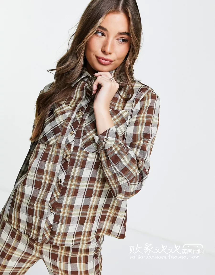 03 03 02 2022 2022 point to women's new flip-collar plaid slim 100 lap shirt