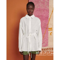 UK 05 12 2024 trend-oriented womens new style light-colored shirt with lapel and belt