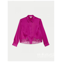 UK 09 13 2024 trend-oriented womens new style lapel lace edge satin shirt