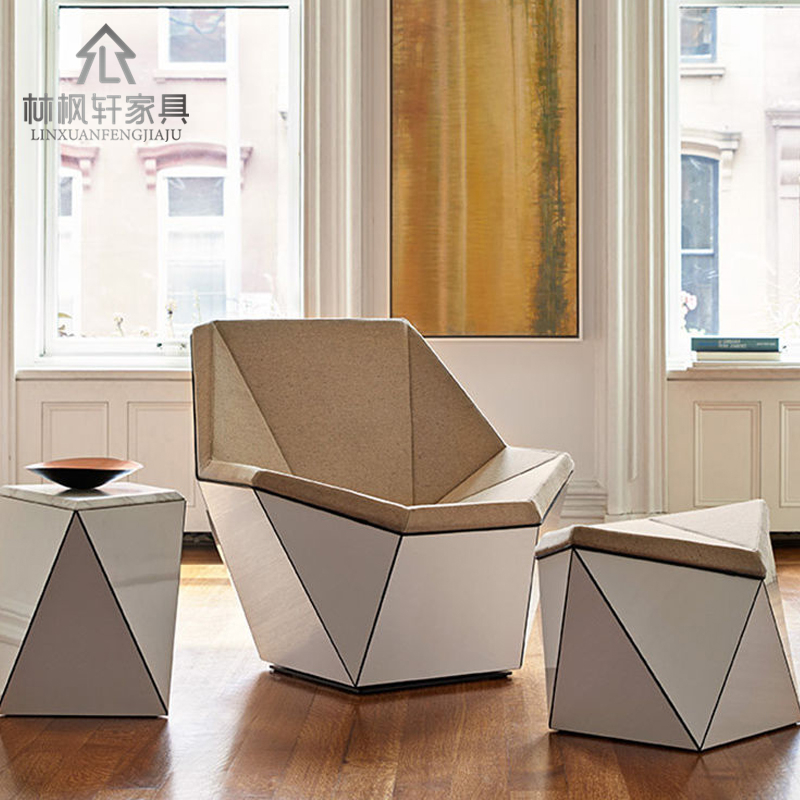 LOUNGE CHAIR Nordic luxury creative leisure chair fiberglass diamond chair hotel high-end fabric sofa chair